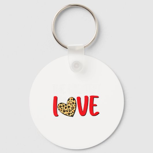 The Greatest Is Love Valentines Day Leopard Heart  Sleutelhanger (Voorkant)