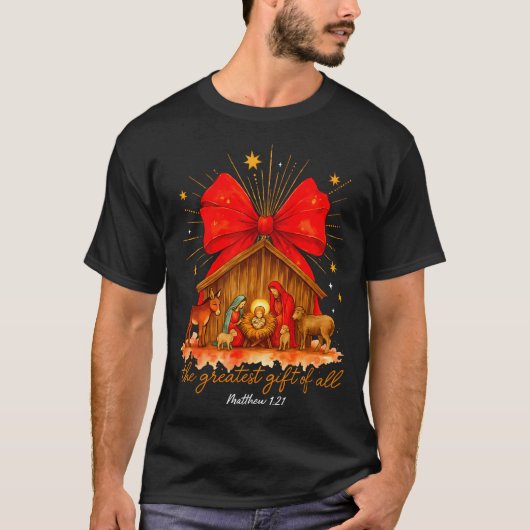 The Greatest Of All Christmas Nativity Scene Jesus T-shirt (Voorkant)