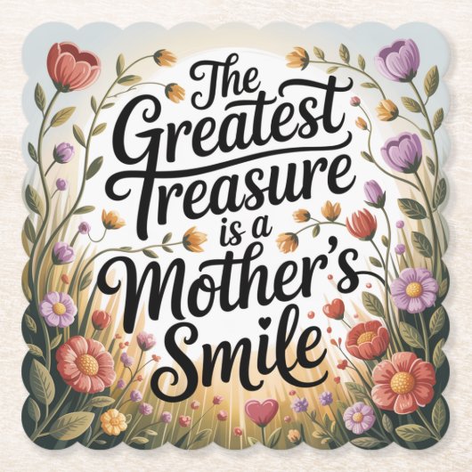 The Greatest Treasure Is A Mother's Smile Kartonnen Onderzetters (Voorkant)