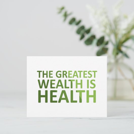 The greatest wealth is health feestdagenkaart (Staand voorkant)