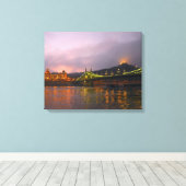 The Green Bridge, Liberty Hill, Budapest, Hongarij Canvas Afdruk (Insitu (Houten vloer))