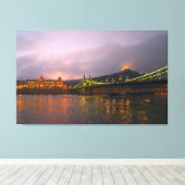 The Green Bridge, Liberty Hill, Budapest, Hongarij Canvas Afdruk (Insitu (Houten vloer))