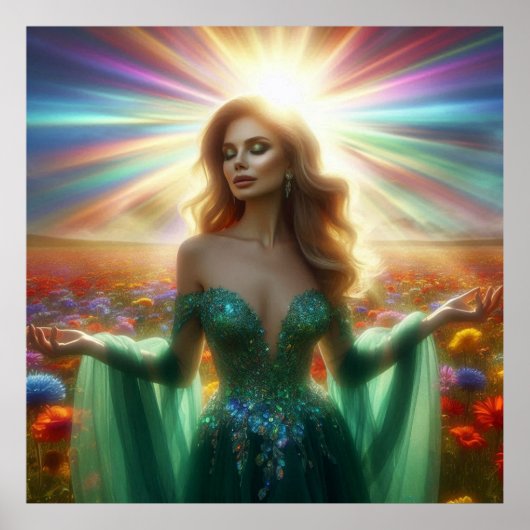 The Green Dress Large 40x40 Wall Poster (Voorkant)