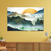 The green golden mountains by sunset canvas afdruk (Insitu (Woonkamer))