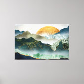 The green golden mountains by sunset canvas afdruk (Voorkant)