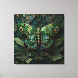 The Green Monarch - Butterfly Digital Art Canvas Afdruk