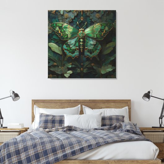 The Green Monarch - Butterfly Digital Art Canvas Afdruk (Insitu (Slaapkamer))