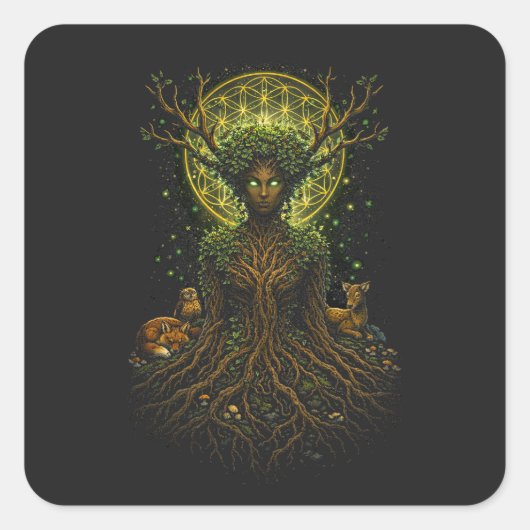 The Green Mother Vierkante Sticker (Voorkant)