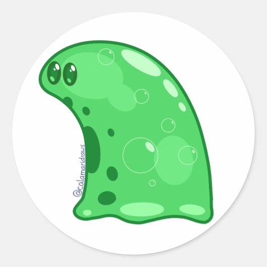 The green slime ronde sticker (Voorkant)