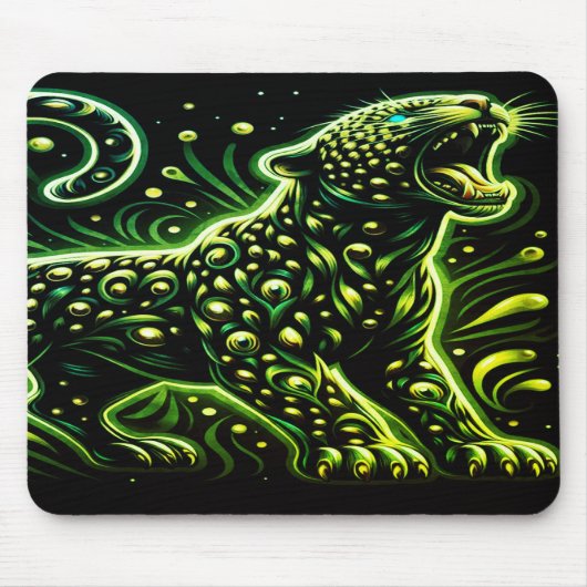 The Green Spotted Leopard On a Thick Laptop Tablet Muismat (Voorkant)