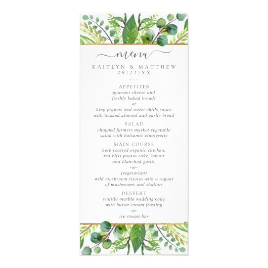 The Greenery & Gold Wedding Collectie - Menu (Voorkant)
