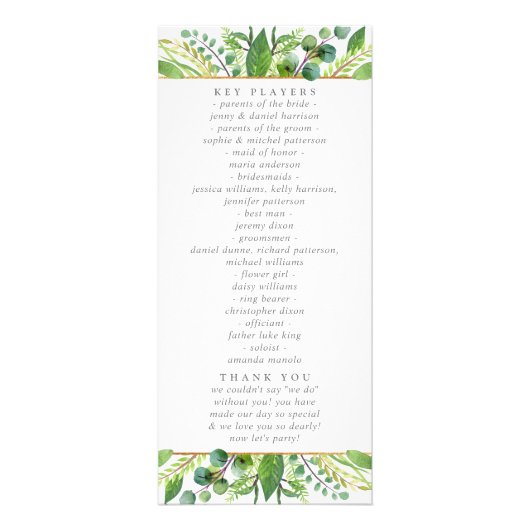 The Greenery & Gold Wedding Collectie - Programma (Achterkant)