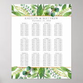 The Greenery & Gold Wedding Collectie Table Plan Poster (Voorkant)