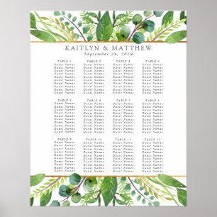 The Greenery & Gold Wedding Collectie Table Plan Poster