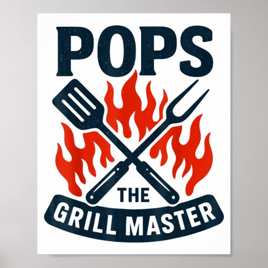 The Grill Master Bbq Father's Day Grandpa Grilling Poster (Voorkant)