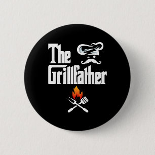 The Grillfather Bbq-grill en -Roker Grafische T-sh Ronde Button 5,7 Cm