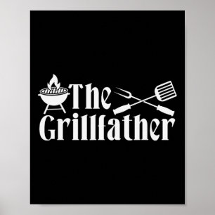 The Grillfather - BBQ Vaderdag Cadeau - Grappig Poster