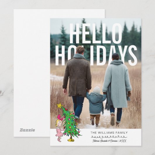 The Grinch | Cindy Lou Who Personalized Photo Feestdagenkaart (Voorkant / Achterkant)