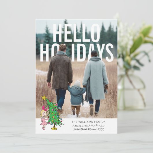 The Grinch | Cindy Lou Who Personalized Photo Feestdagenkaart (Staand voorkant)