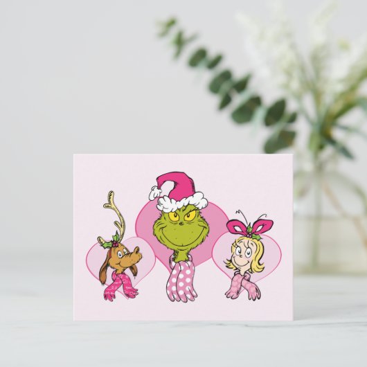 The Grinch Crew in Pink Valentine's Portrait Briefkaart (Staand voorkant)