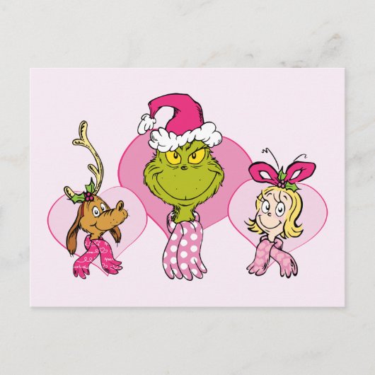 The Grinch Crew in Pink Valentine's Portrait Briefkaart (Voorkant)