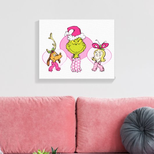 The Grinch Crew in Pink Valentine's Portrait Canvas Afdruk (Insitu (Woonkamer))