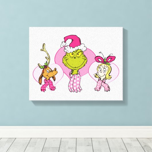 The Grinch Crew in Pink Valentine's Portrait Canvas Afdruk (Insitu (Houten vloer))