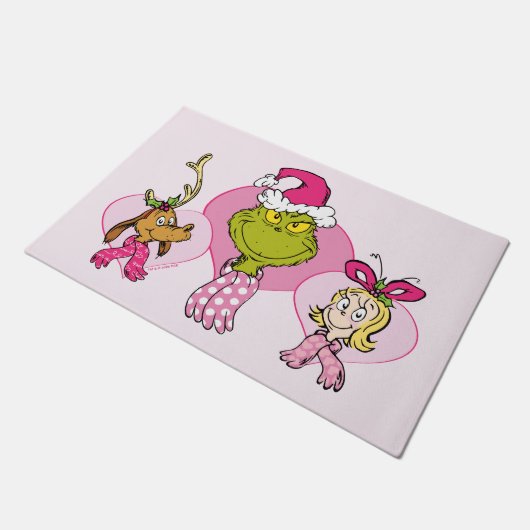 The Grinch Crew in Pink Valentine's Portrait Deurmat (Schuin)