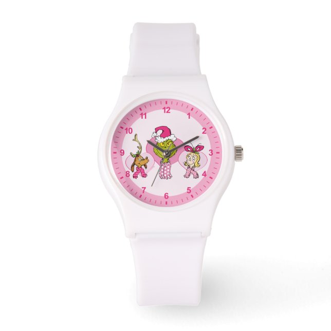The Grinch Crew in Pink Valentine's Portrait Horloge (Voorkant)