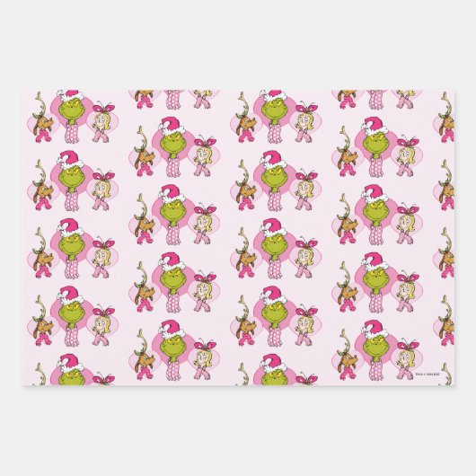 The Grinch Crew in Pink Valentine's Portrait Inpakpapier Vel (Voorkant)