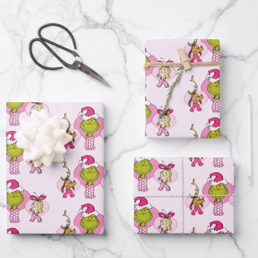 The Grinch Crew in Pink Valentine's Portrait Inpakpapier Vel (Voorkant)