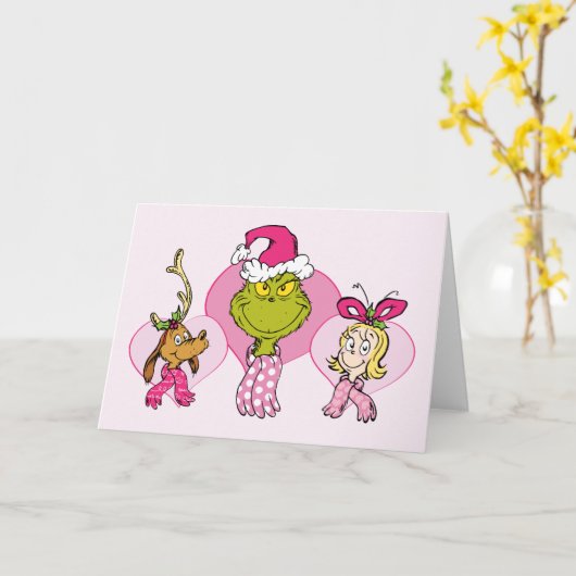The Grinch Crew in Pink Valentine's Portrait Kaart (Gele Bloem)