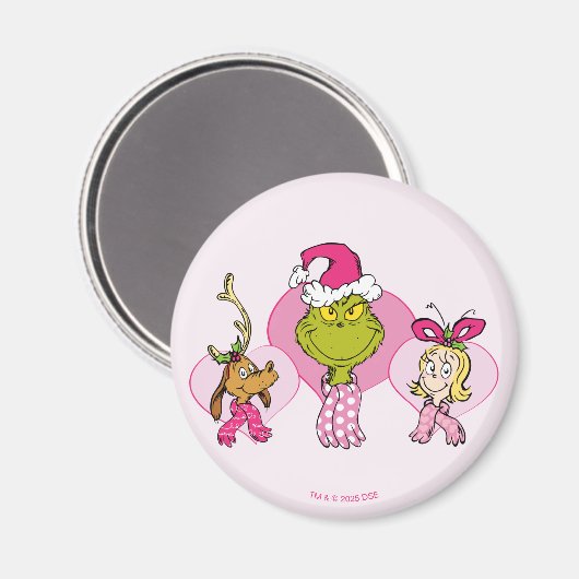 The Grinch Crew in Pink Valentine's Portrait Magneet (Voorkant / Achterkant)