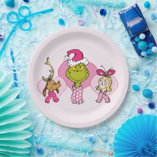 The Grinch Crew in Pink Valentine's Portrait Papieren Bordje (Feest)