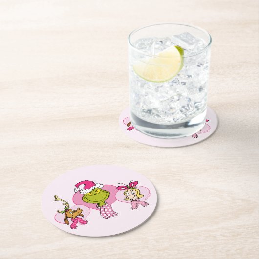 The Grinch Crew in Pink Valentine's Portrait Ronde Kartonnen Onderzetter (Insitu)