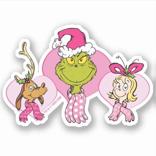 The Grinch Crew in Pink Valentine's Portrait Sticker (Voorkant)