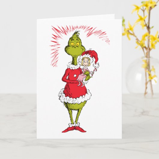 The Grinch Holds Cindy Lou Who Kaart (Gele Bloem)