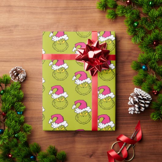 The Grinch in Pink Santa Hat Cadeaupapier (Feestdagen Geschenken)