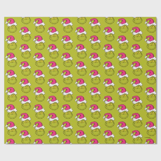 The Grinch in Pink Santa Hat Cadeaupapier (Vlak)