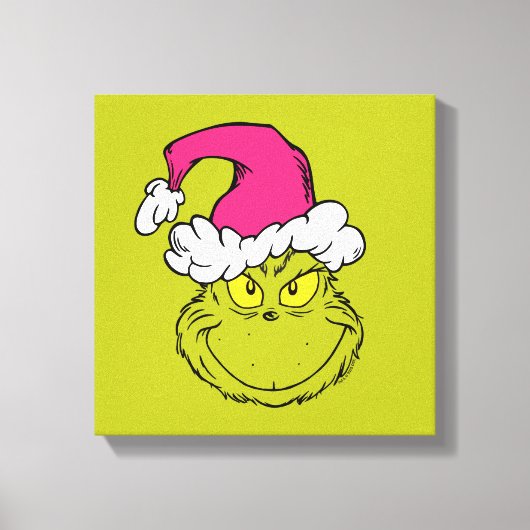 The Grinch in Pink Santa Hat Canvas Afdruk (Voorkant)