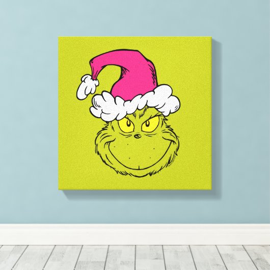 The Grinch in Pink Santa Hat Canvas Afdruk (Insitu (Houten vloer))
