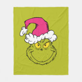 The Grinch in Pink Santa Hat Fleece Deken (Voorkant)