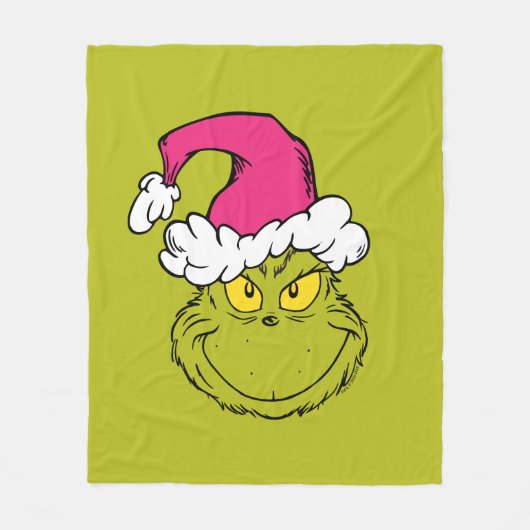The Grinch in Pink Santa Hat Fleece Deken (Voorkant)