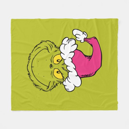 The Grinch in Pink Santa Hat Fleece Deken (Voorkant (Horizontaal))
