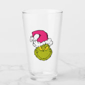 The Grinch in Pink Santa Hat Glas (Voorkant)