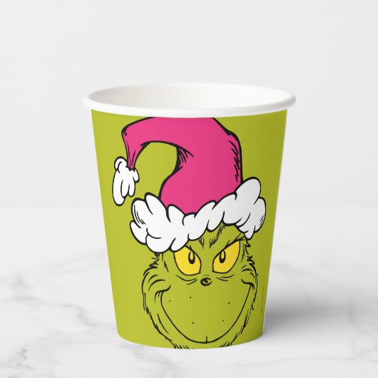The Grinch in Pink Santa Hat Papieren Bekers (Achterkant)