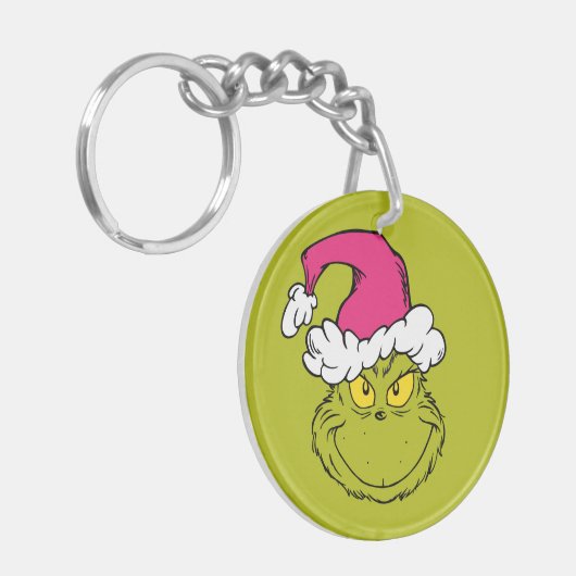 The Grinch in Pink Santa Hat Sleutelhanger (Voorkant Links)