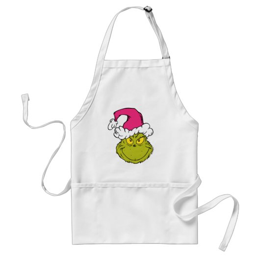 The Grinch in Pink Santa Hat Standaard Schort (Voorkant)