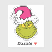 The Grinch in Pink Santa Hat Sticker (Vel)