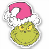 The Grinch in Pink Santa Hat Sticker (Voorkant)